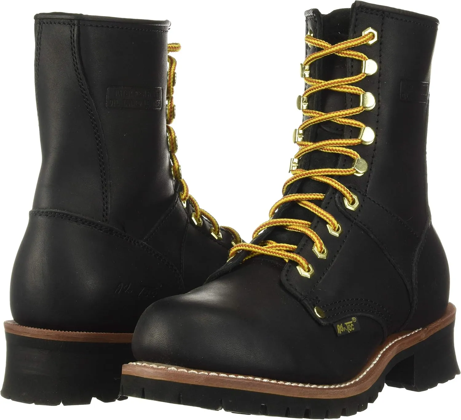 Ad Tec 9in Logger Full Grain Oiled Leather Work Boots for Men - Plain Soft Toe & Shock Absorbing Non Slip Rubber Lug Sole