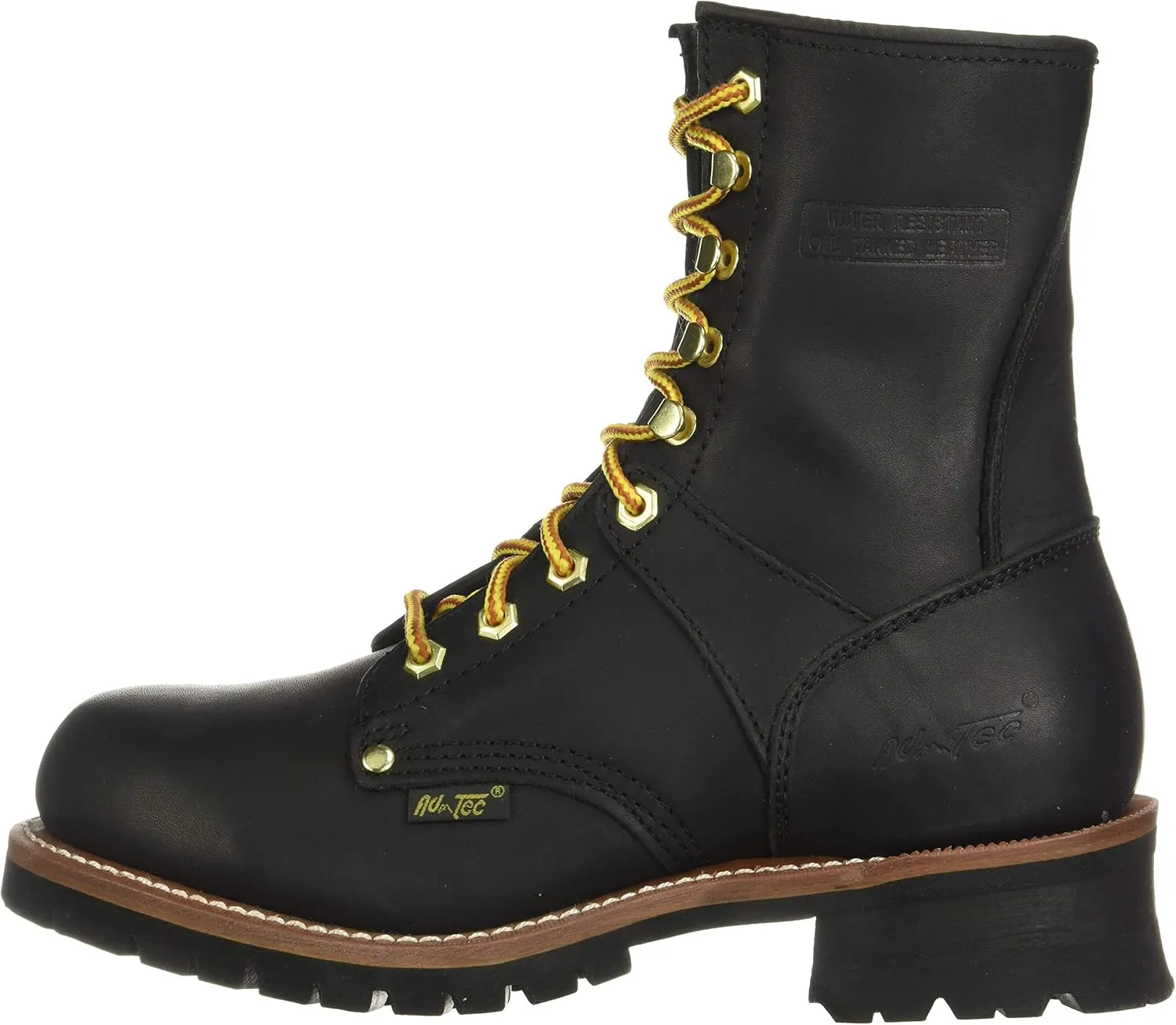 Ad Tec 9in Logger Full Grain Oiled Leather Work Boots for Men - Plain Soft Toe & Shock Absorbing Non Slip Rubber Lug Sole