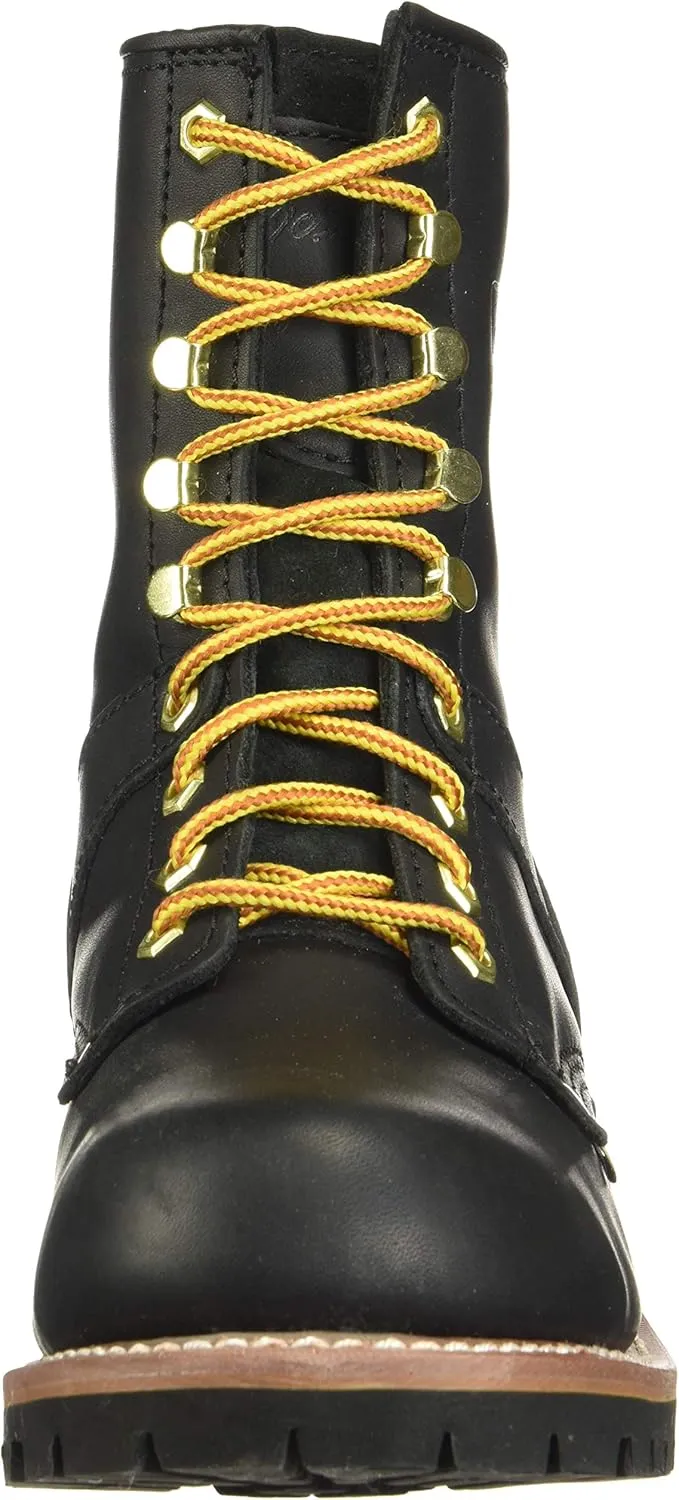 Ad Tec 9in Logger Full Grain Oiled Leather Work Boots for Men - Plain Soft Toe & Shock Absorbing Non Slip Rubber Lug Sole