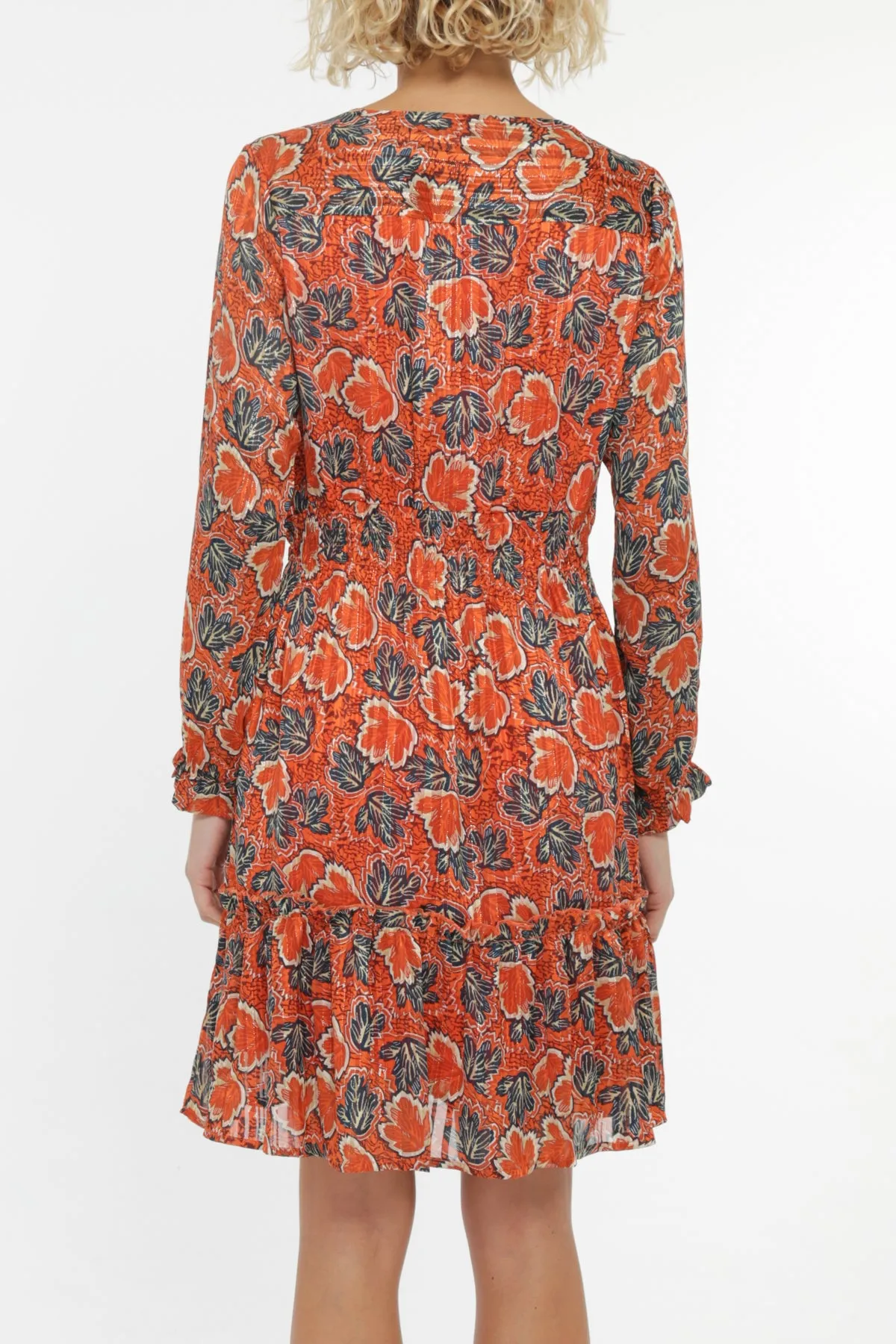Amara Frill Dress in Rust