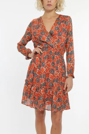 Amara Frill Dress in Rust