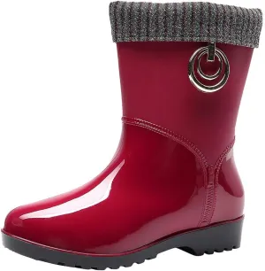 AMDBEL Ankle Rain Boots for Women Waterproof, Rain Boots Women Wide Calf, Women Rain Boots Black Waterproof Mid Calf Lightweight Cute Booties Fashion Out Work Comfortable Garden Shoes