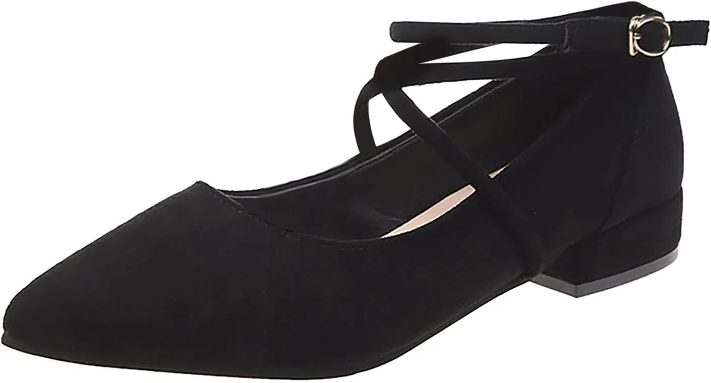 AMDBEL Flats Shoes Women Dressy Comfortable Women Pointed Toe Loafer Shoes Slip On Ballet Flat Dress Shoes Square Heels Shoes