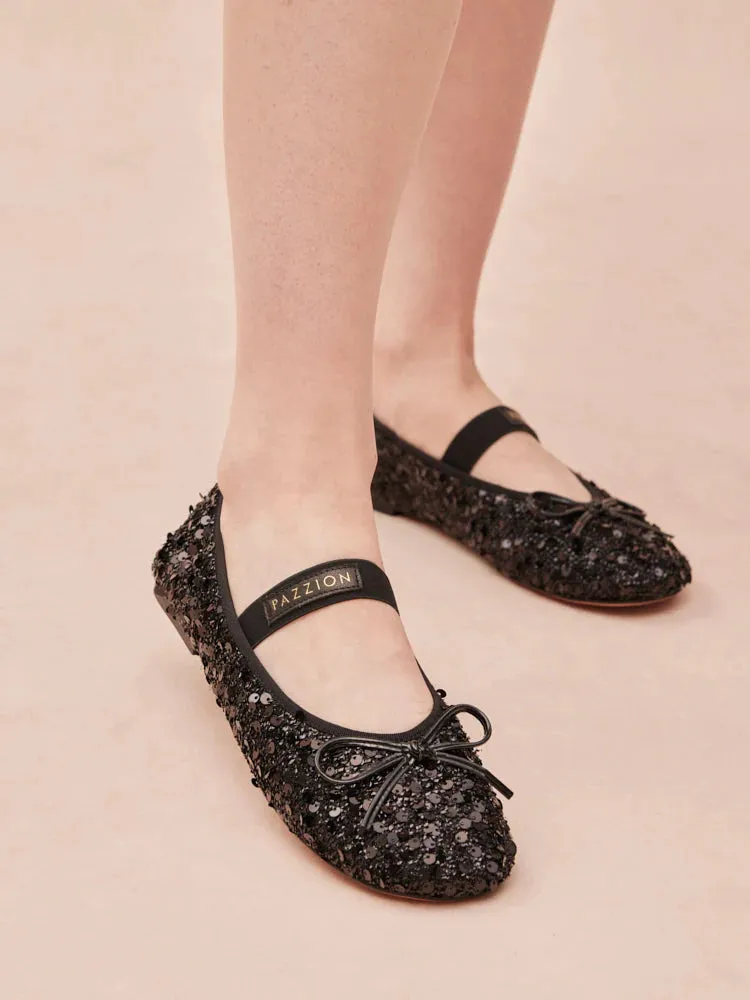 Ariya Sequinned Bow Mary Janes