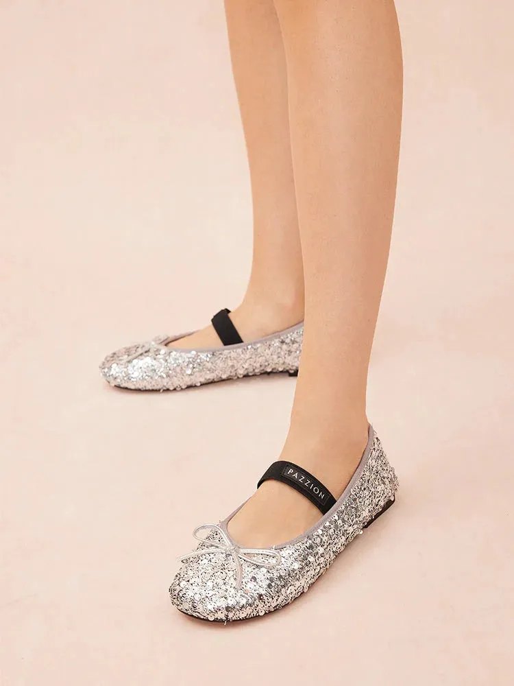 Ariya Sequinned Bow Mary Janes