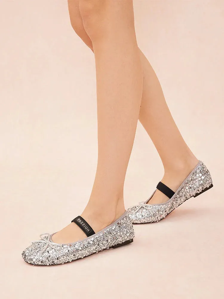 Ariya Sequinned Bow Mary Janes