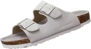 Asifn Women Men Slide Cork Sandal Flat Adjustable Strap Buckle Slip on Casual Open Toe Shoes Suede Summer