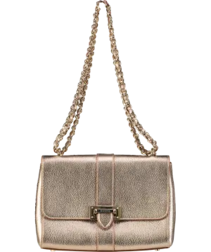 Aspinal Of London Metallic Bronze Gold Pebbled Leather Lottie Bag One Size