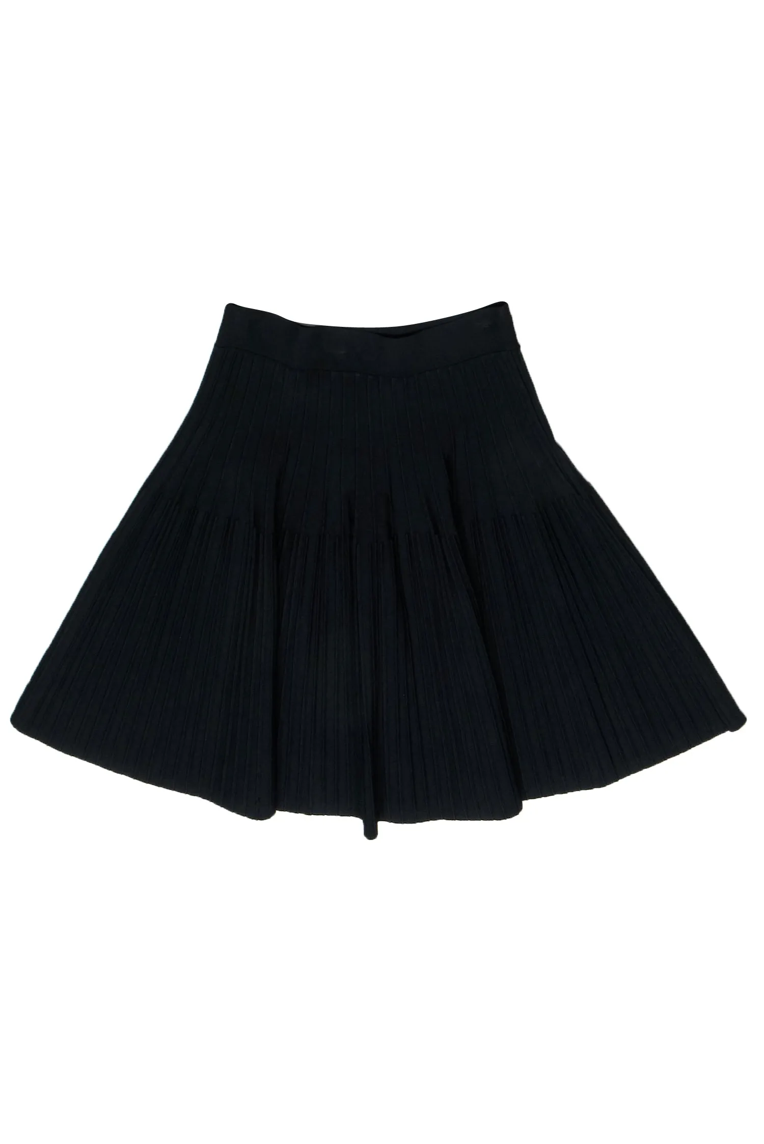BCBG Max Azria - Black Ribbed Knit "Kelli" Skater Skirt Sz S