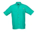Bimini Flats V Short Sleeve Gulf Green Fishing Shirt, Size Small
