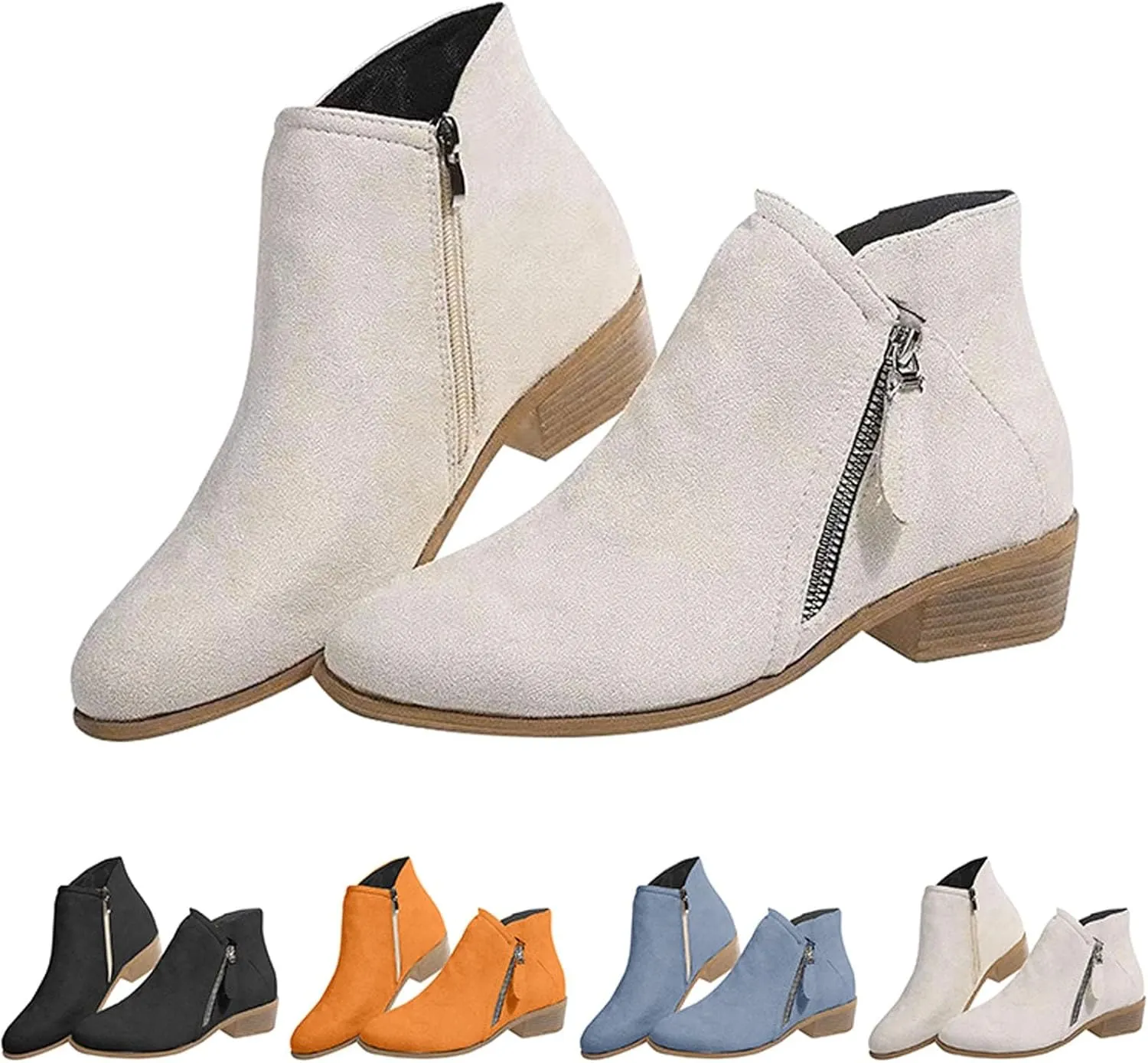 Black Cowboy Boots for Women Ankle Square Toe Booties for Women Ankle Wedge Boots for Women Flat Boot Laces Casual Round Head Low Heel Comfortable Pointed Toe