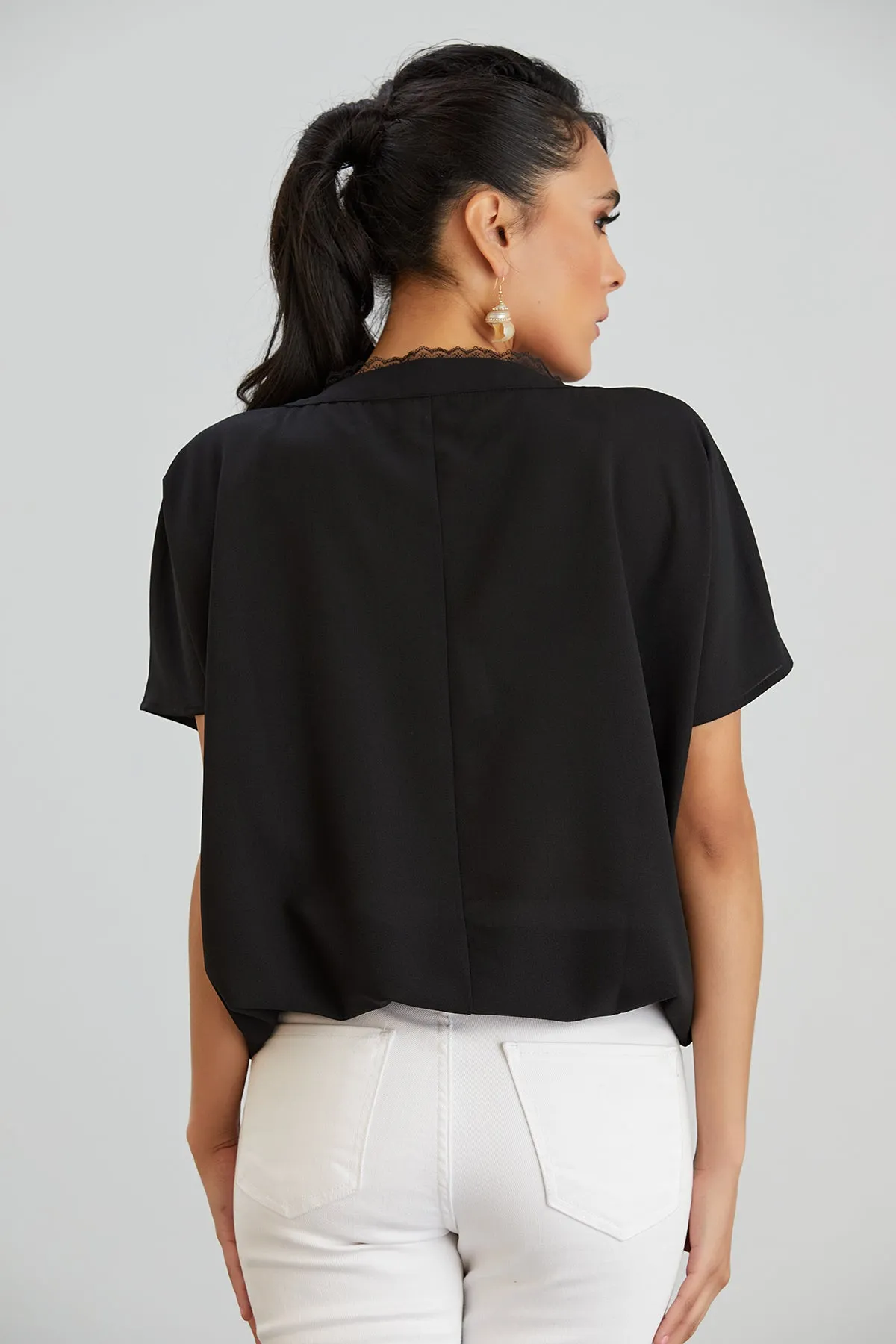 Black Oversized Top with Chain Detail