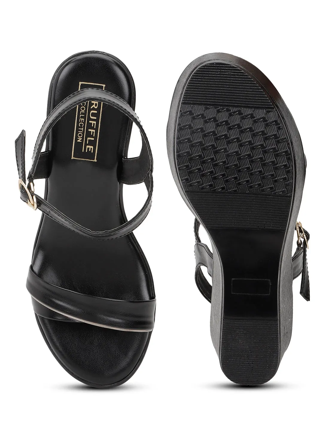 Black PU Buckle Wedges (TC-SLC-F65-BLK)