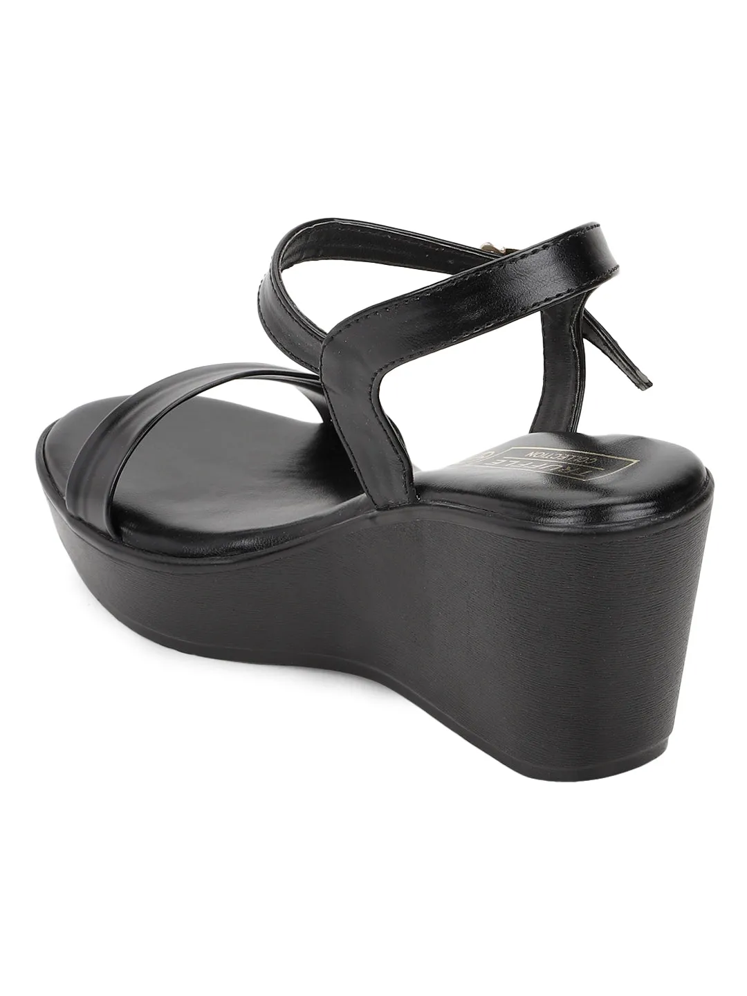 Black PU Buckle Wedges (TC-SLC-F65-BLK)