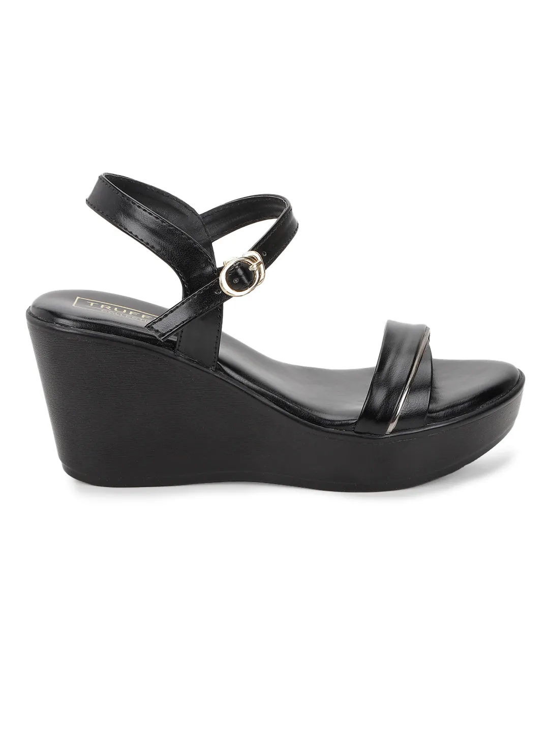Black PU Buckle Wedges (TC-SLC-F65-BLK)