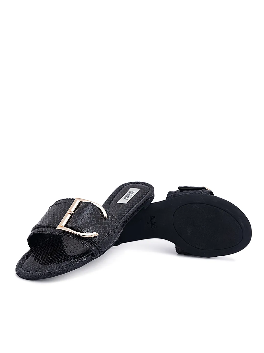 Black Snake Textured Flats