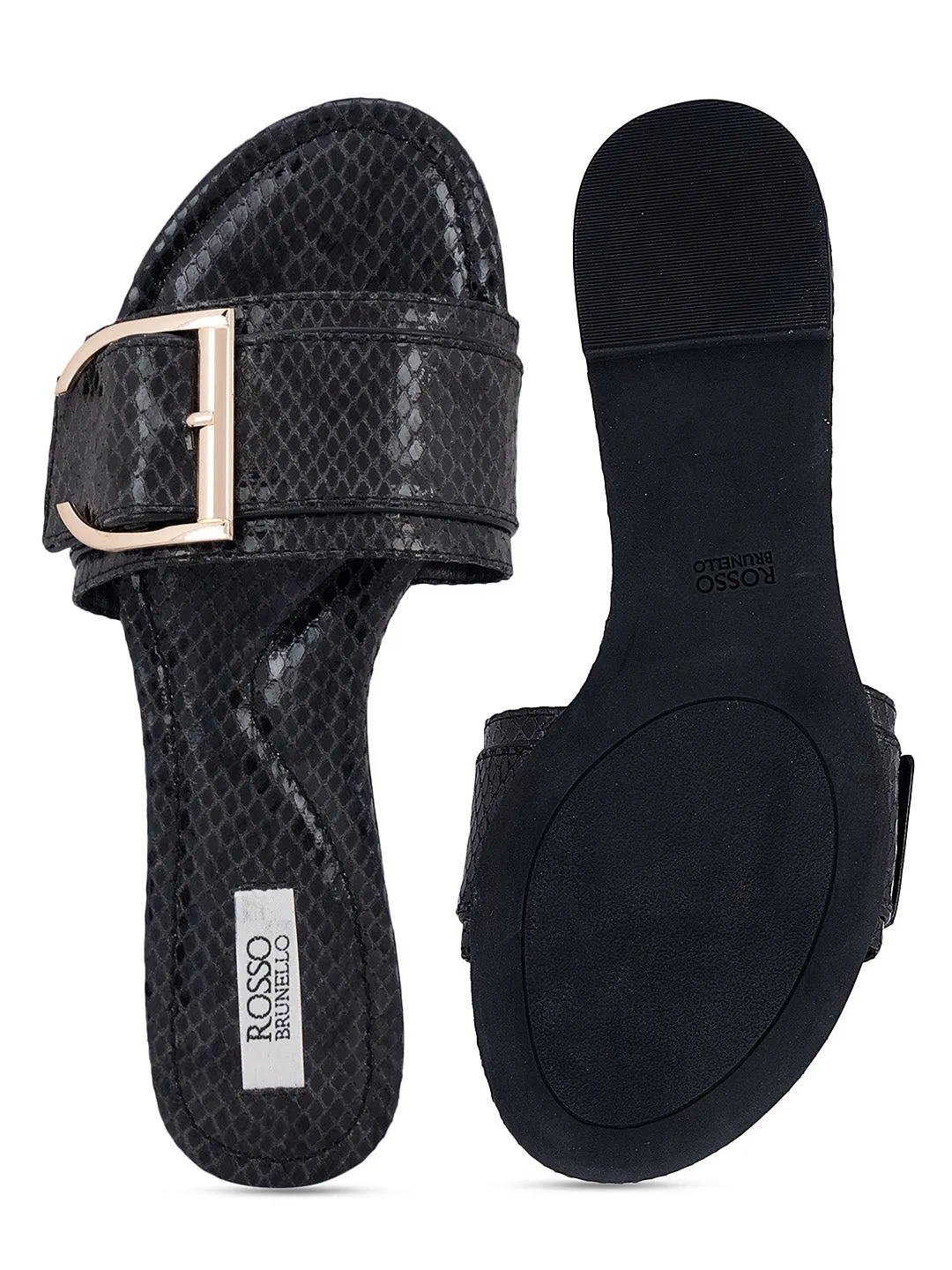 Black Snake Textured Flats