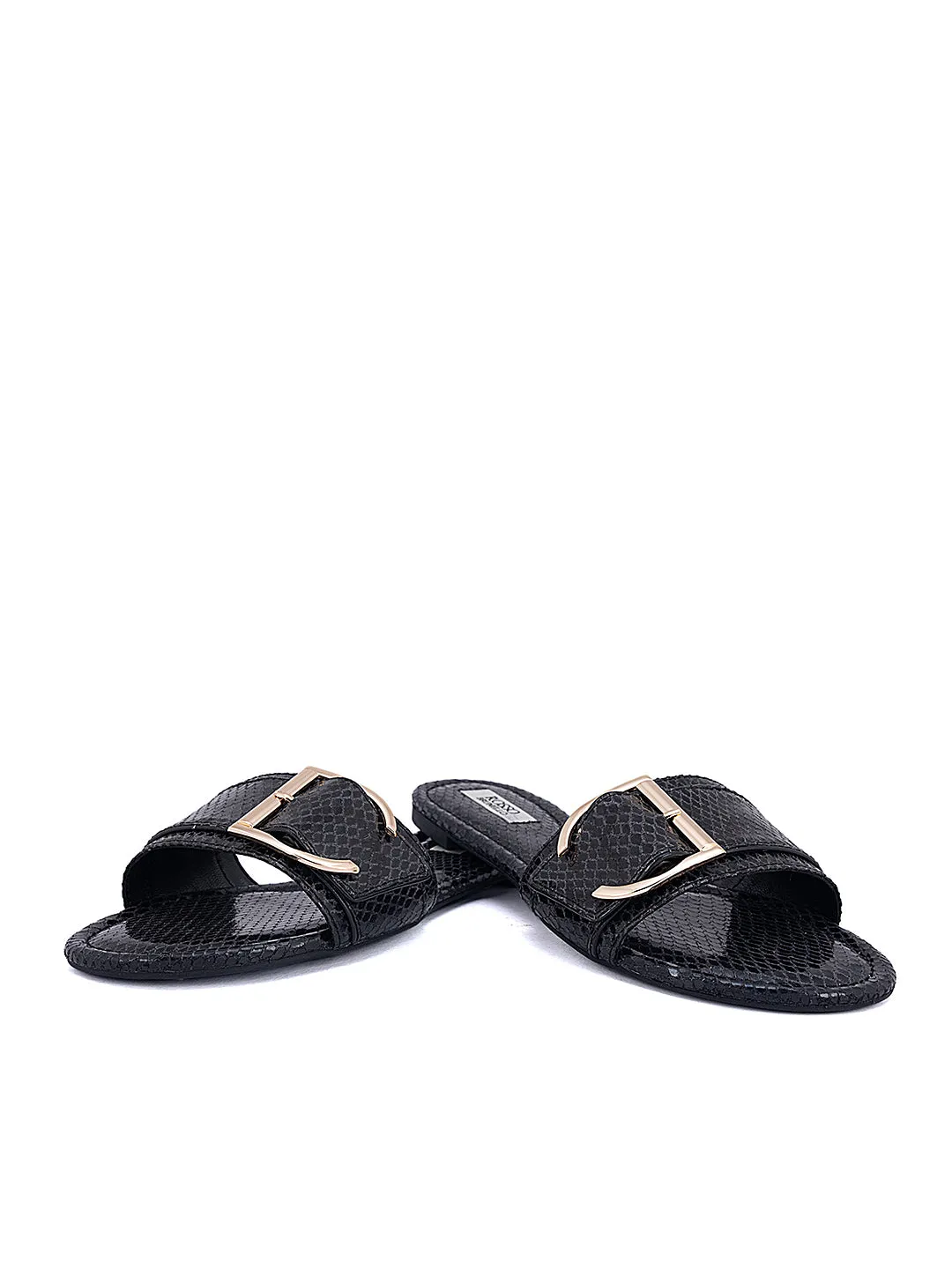 Black Snake Textured Flats