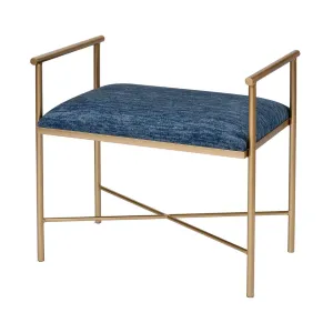 Blue Grand Bench in Navy Blue Chenille and Gold ELK Home