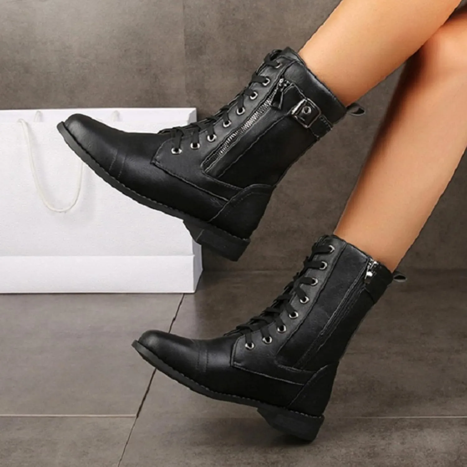 Booties for Women Ankle Fall Booties for Women Western Booties Women Ankle Boots Womens Bootie with Heel Keep Warm Flat Bottom Low Heel Comfortable Pointed Toe
