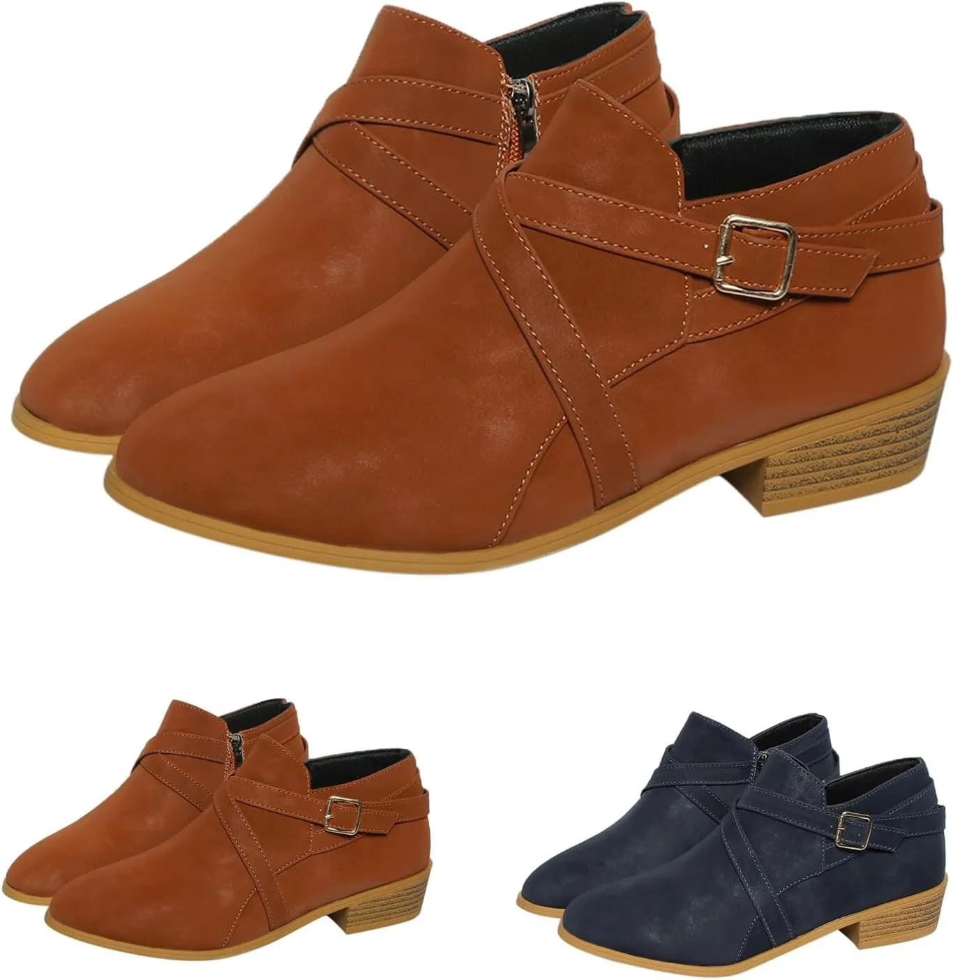 Booties for Women Ankle Fall Booties for Women Western Booties Women Ankle Boots Womens Bootie with Heel Keep Warm Flat Bottom Low Heel Comfortable Pointed Toe