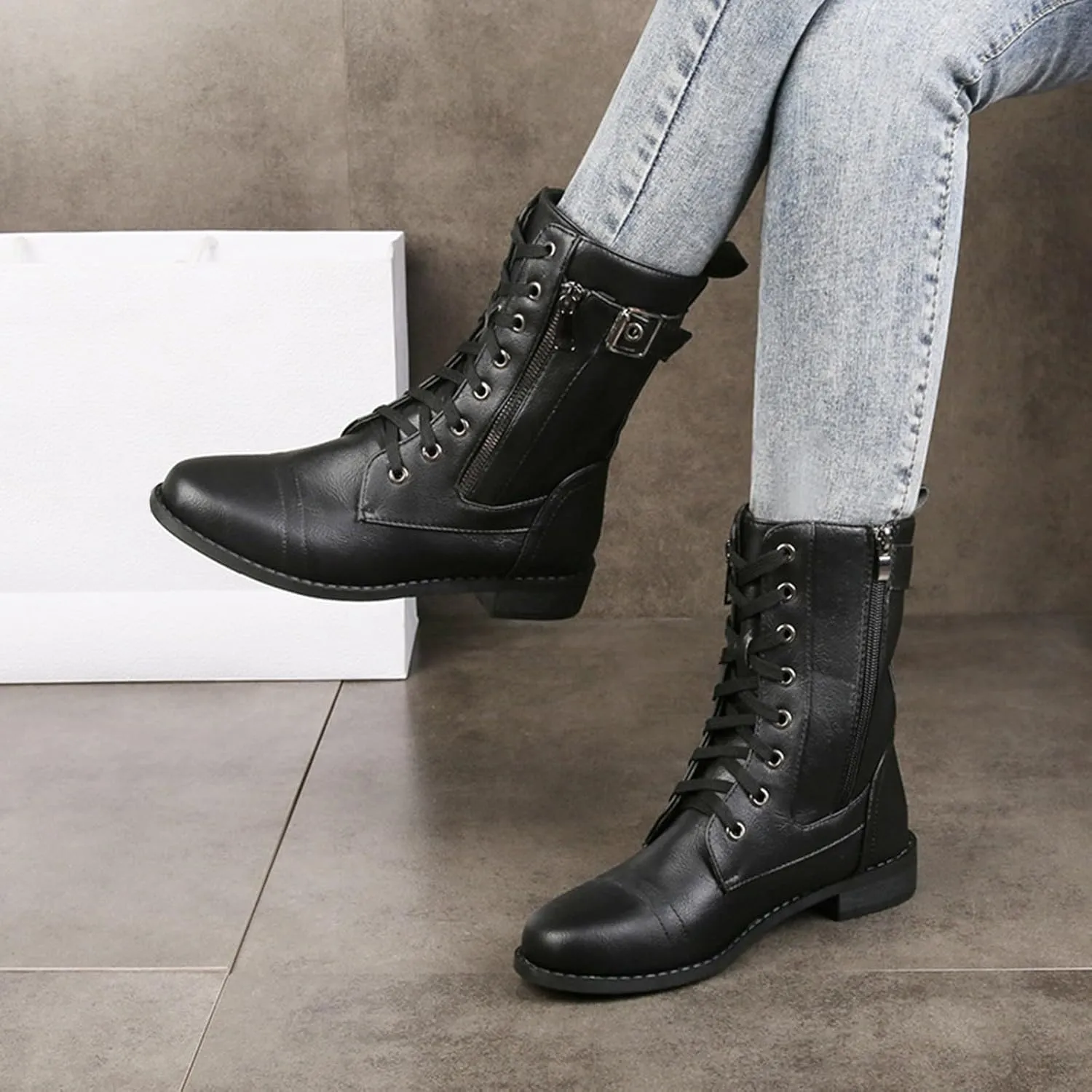 Booties for Women Ankle Fall Booties for Women Western Booties Women Ankle Boots Womens Bootie with Heel Keep Warm Flat Bottom Low Heel Comfortable Pointed Toe