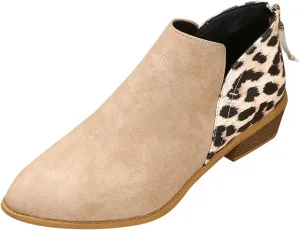Boots for Women Ankle Womens Shoes Booties Brown Leather Boots Men Ankle Bootie for Women Low Heel Keep Warm Flat Bottom Low Heel Comfortable Pointed Toe