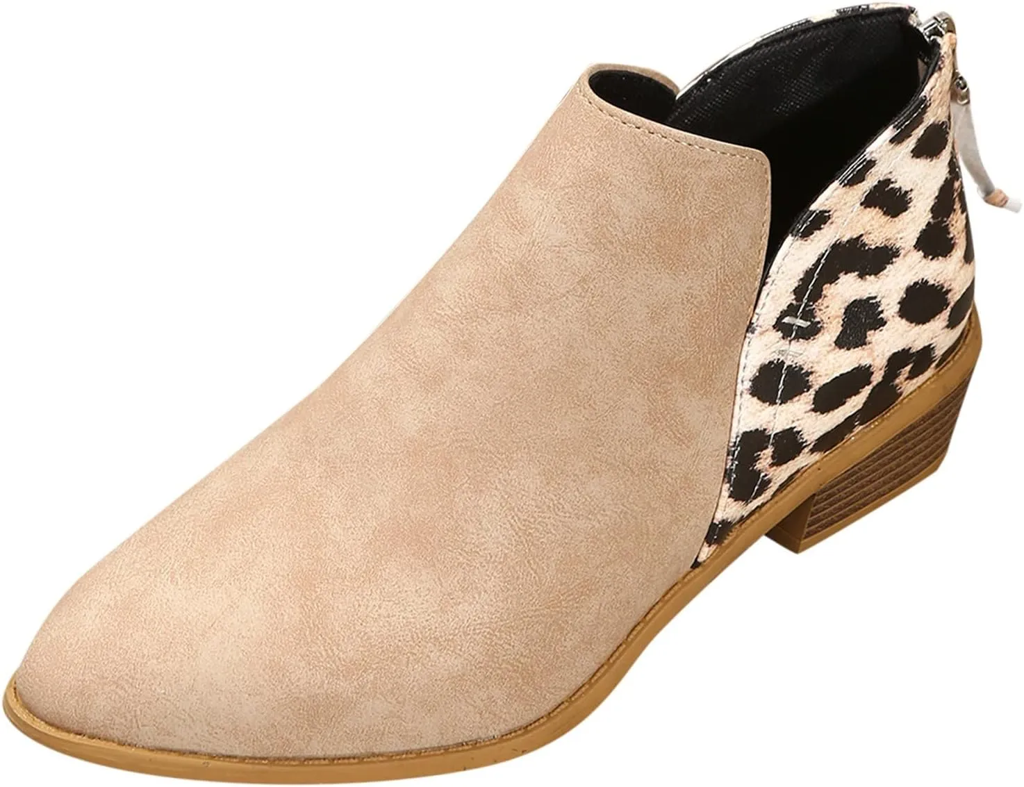 Boots for Women Ankle Womens Shoes Booties Brown Leather Boots Men Ankle Bootie for Women Low Heel Keep Warm Flat Bottom Low Heel Comfortable Pointed Toe