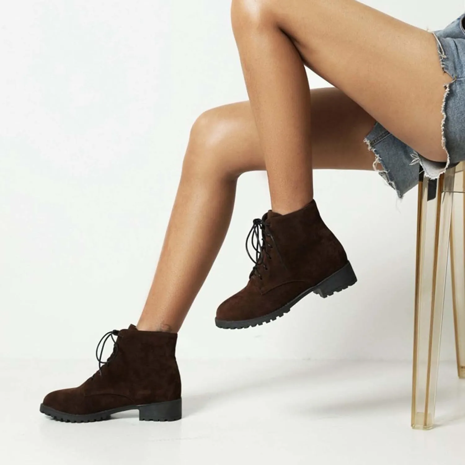 Boots for Women Ankle Womens Shoes Booties Brown Leather Boots Men Ankle Bootie for Women Low Heel Keep Warm Flat Bottom Low Heel Comfortable Pointed Toe
