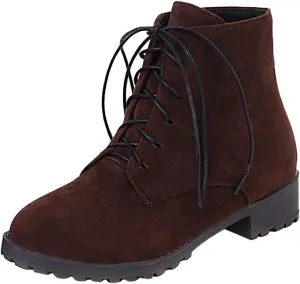 Boots for Women Ankle Womens Shoes Booties Brown Leather Boots Men Ankle Bootie for Women Low Heel Keep Warm Flat Bottom Low Heel Comfortable Pointed Toe