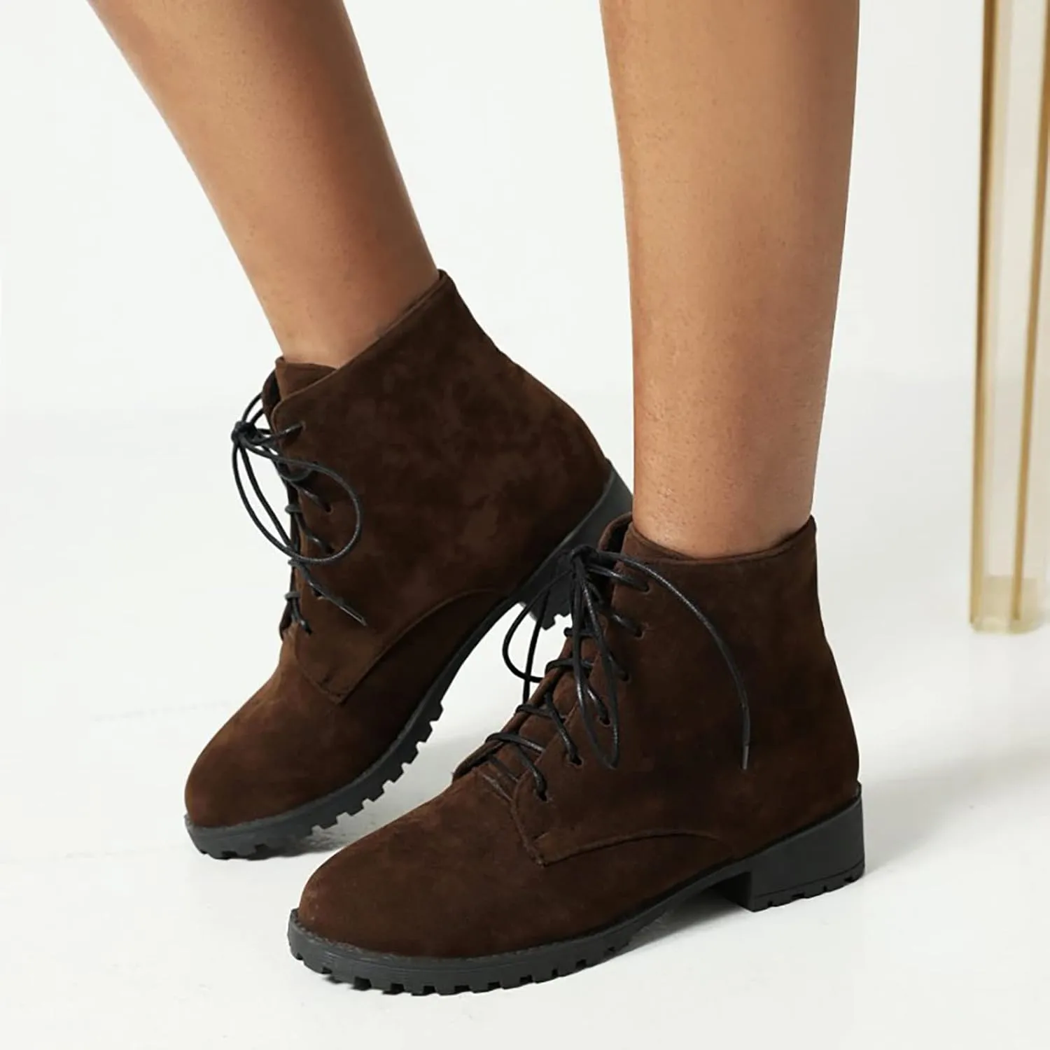 Boots for Women Ankle Womens Shoes Booties Brown Leather Boots Men Ankle Bootie for Women Low Heel Keep Warm Flat Bottom Low Heel Comfortable Pointed Toe