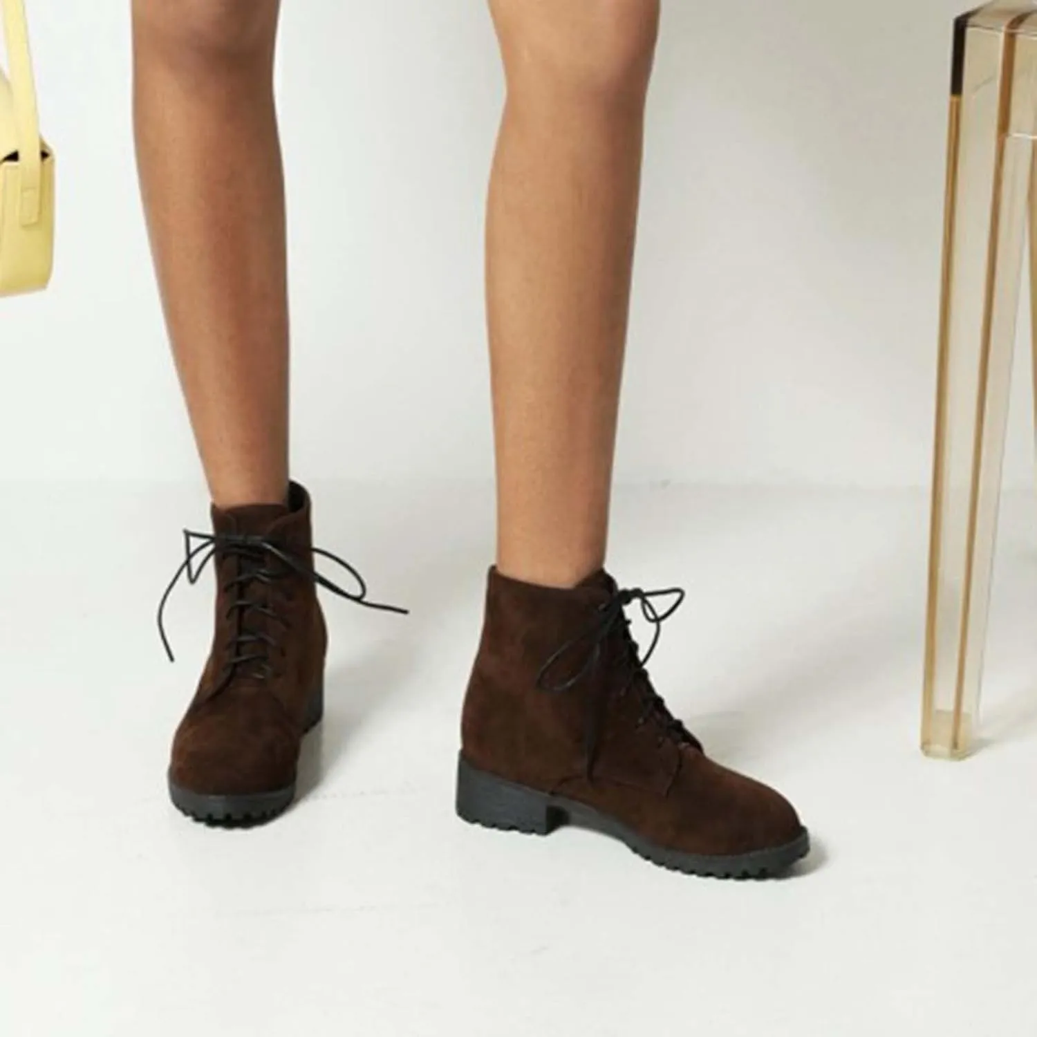 Boots for Women Ankle Womens Shoes Booties Brown Leather Boots Men Ankle Bootie for Women Low Heel Keep Warm Flat Bottom Low Heel Comfortable Pointed Toe