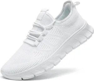 Casual Fashion Sneakers Walking Tennis Shoes Womens Running Shoes Athletic Sport Workout Gym Shoe Non Slip White Size 8