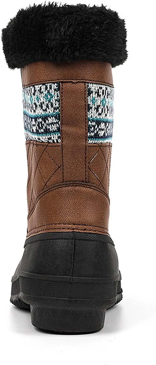 CERYTHRINA Womens Duck Boots Waterproof Warm Snow Boots Outdoor Warm Lined Winter Booties Mid-Calf Rain Boot