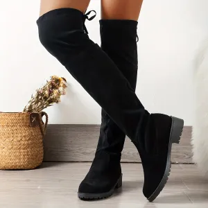 Chic LaceUp OverTheKnee Boots with Chunky Heel for Women