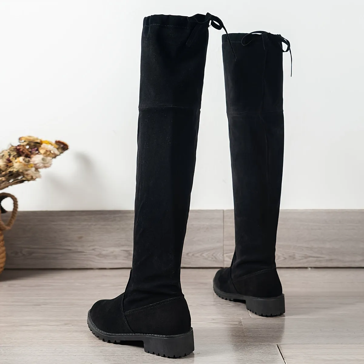 Chic LaceUp OverTheKnee Boots with Chunky Heel for Women