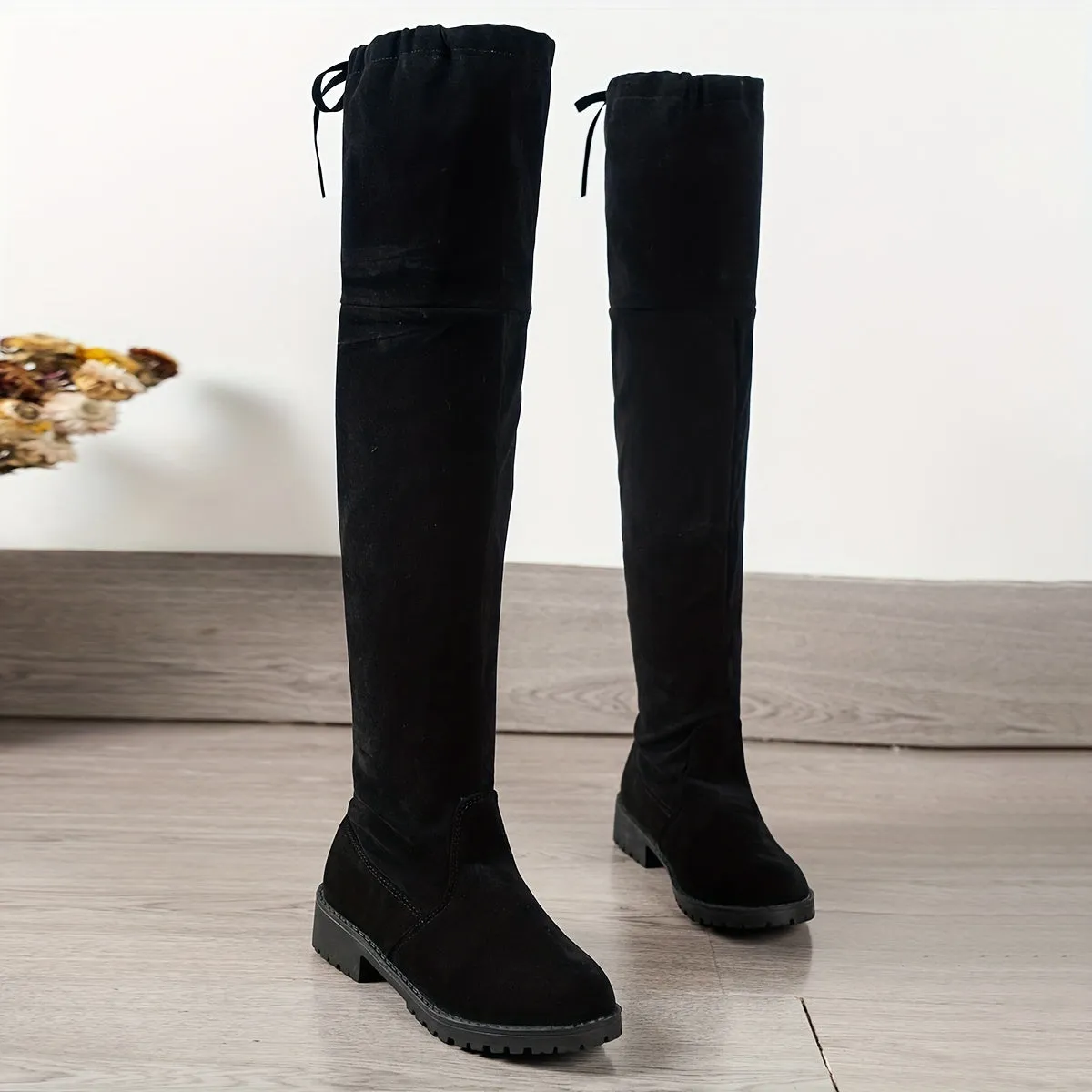 Chic LaceUp OverTheKnee Boots with Chunky Heel for Women