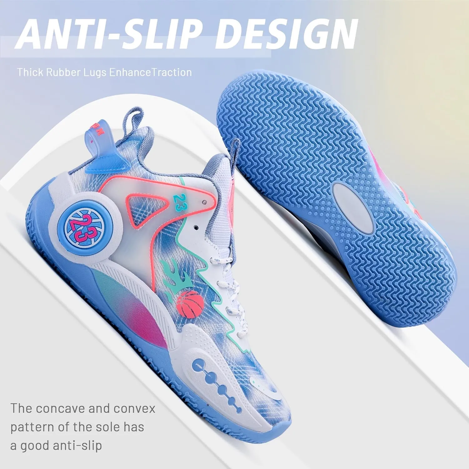 CJSPORX Women Men Basketball Shoes Non Slip Breathable Outdoor Fashion Unisex Sneakers