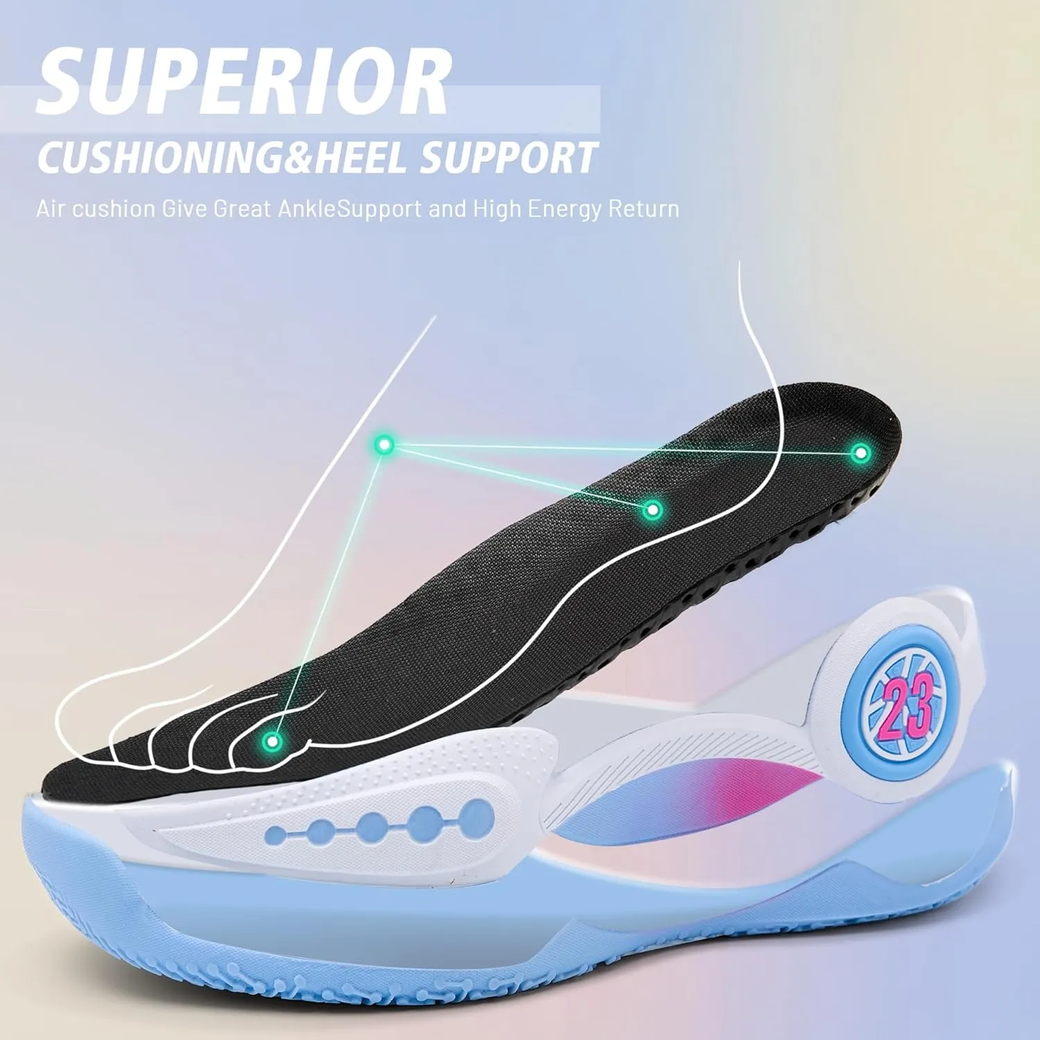 CJSPORX Women Men Basketball Shoes Non Slip Breathable Outdoor Fashion Unisex Sneakers