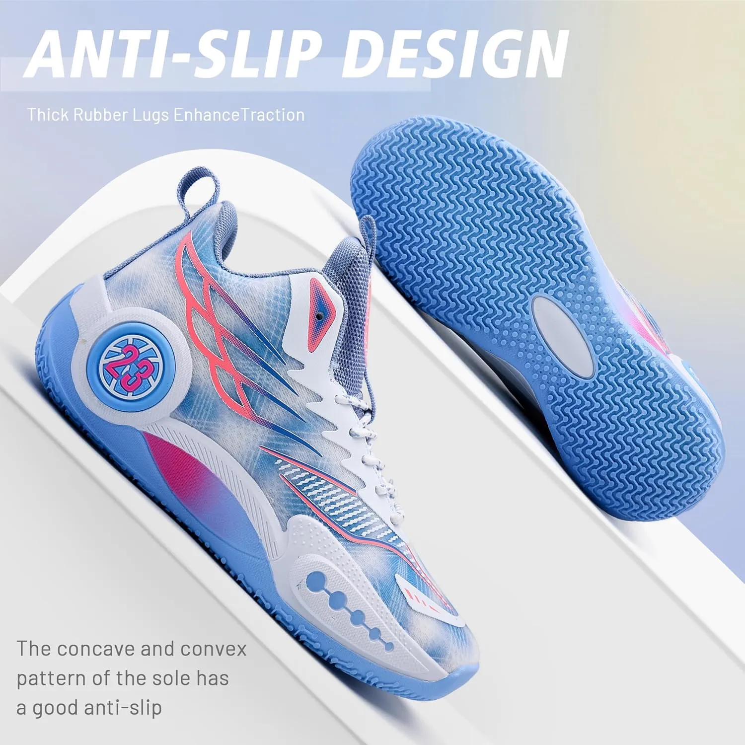 CJSPORX Women Men Basketball Shoes Non Slip Breathable Outdoor Fashion Unisex Sneakers
