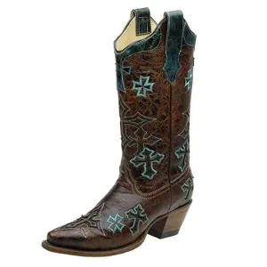 Corral Boots Women's Embroidered Cross Snip Toe Western Boot
