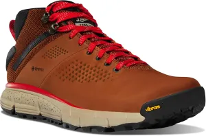 Danner Trail 2650 Gore-Tex Mid 4" Waterproof Hiking Shoes for Men - Suede and Textile Upper with Comfort Footbed, EXO Heel System & Traction Outsole, Brown/Red - 9.5 Wide