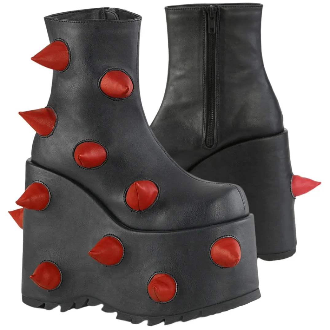 DemoniaCult SLAY 77 Black Red Boots