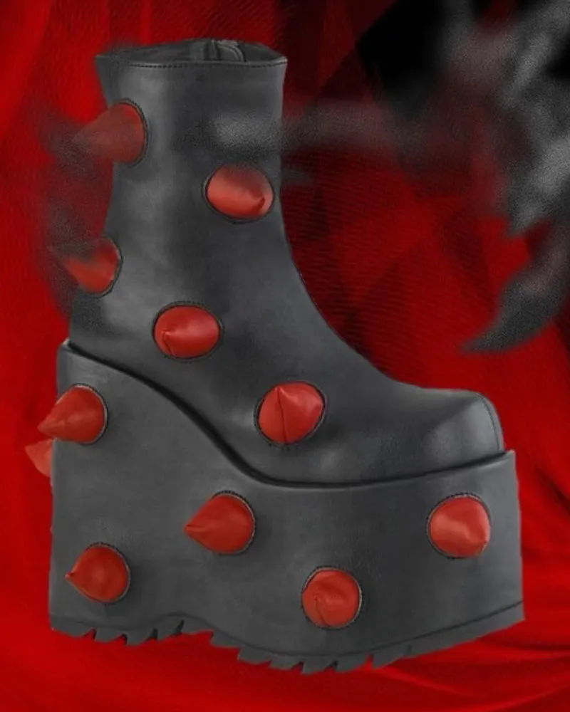 DemoniaCult SLAY 77 Black Red Boots