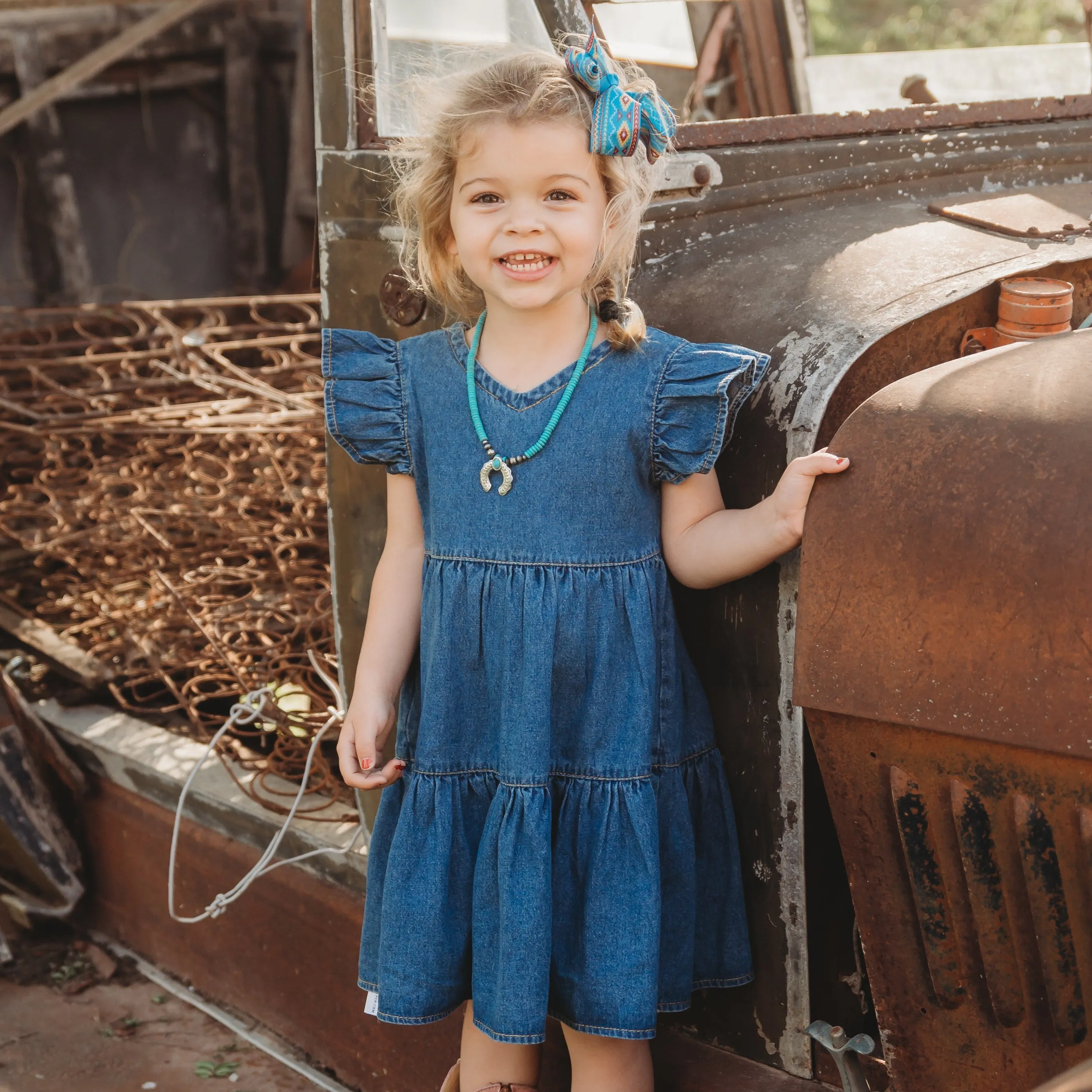 Denim Ruffle Sleeve Dress Baby (0-18M)