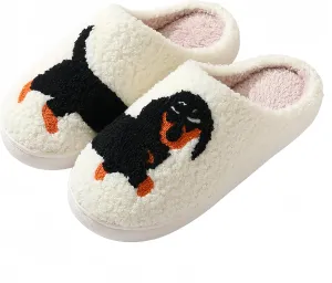 Dog Slippers for Women and Men with Cute Embroidered Dachshund French Bulldog Corgi or Poodle Design Cozy Plush Indoor House Shoes with Memory Foam and Non Slip Sole Unisex Fit