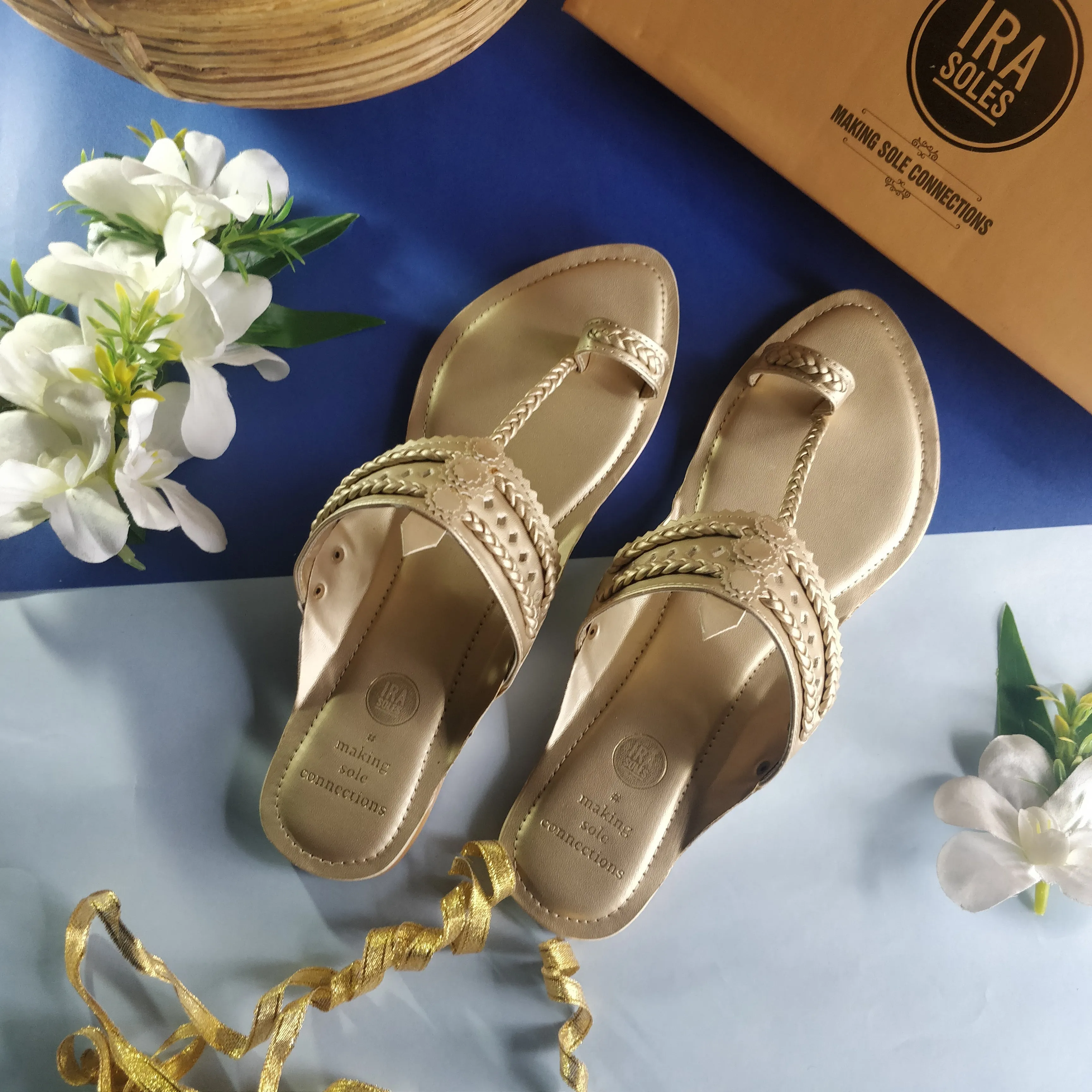 Dull Gold Faux Leather Kolhapuris