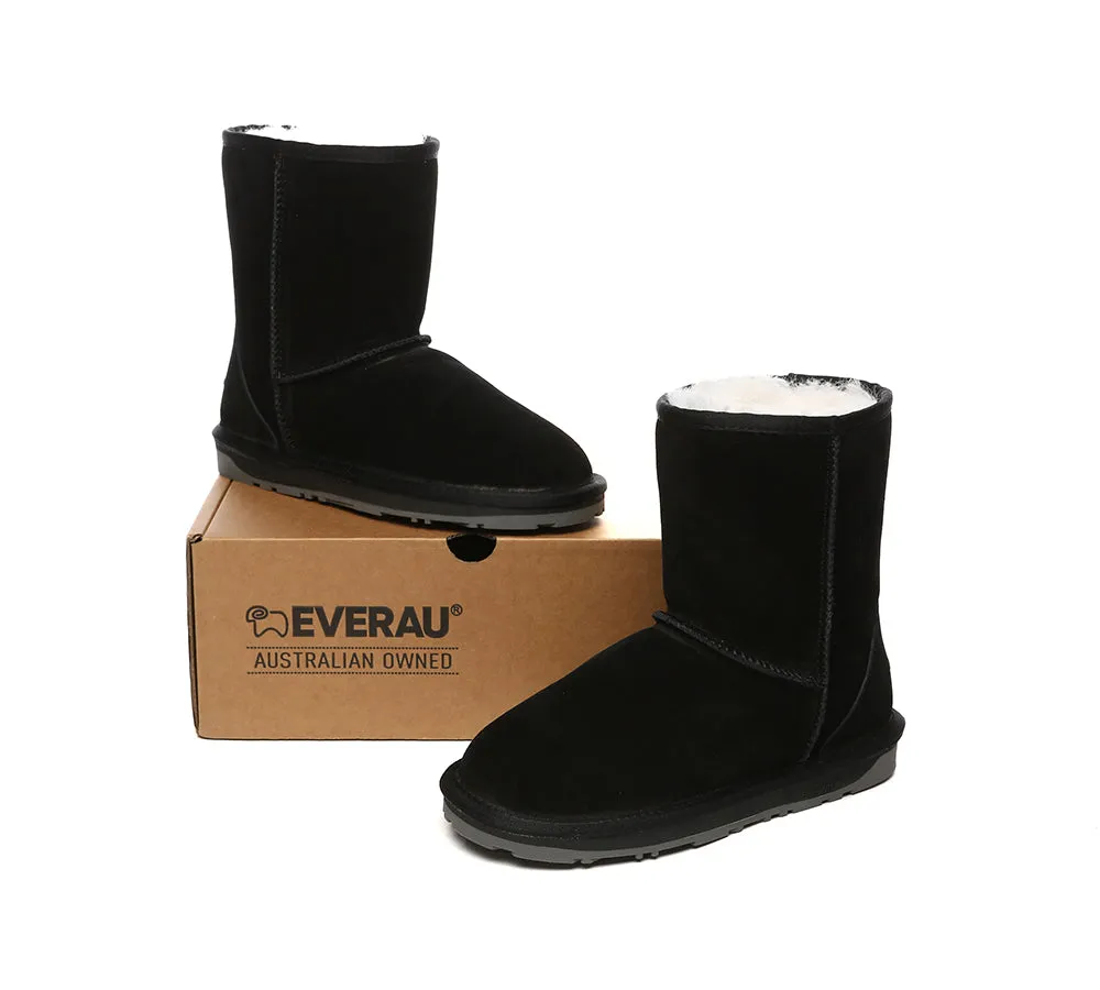 EVERAU® UGG Sheepskin Wool Mid Calf Boots Short Classic Suede