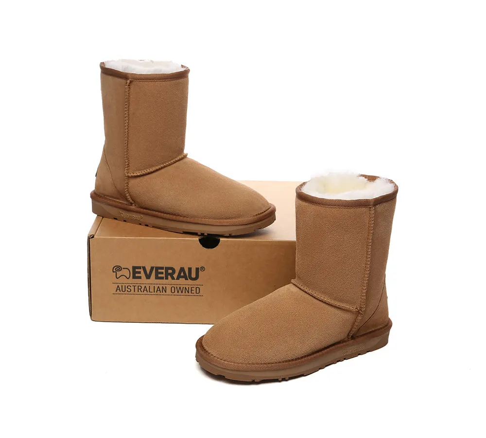 EVERAU® UGG Sheepskin Wool Mid Calf Boots Short Classic Suede