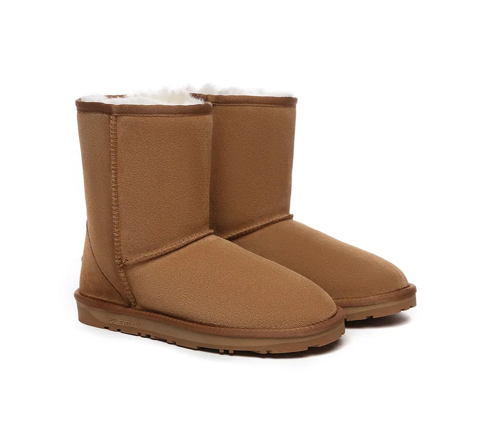 EVERAU® UGG Sheepskin Wool Mid Calf Boots Short Classic Suede
